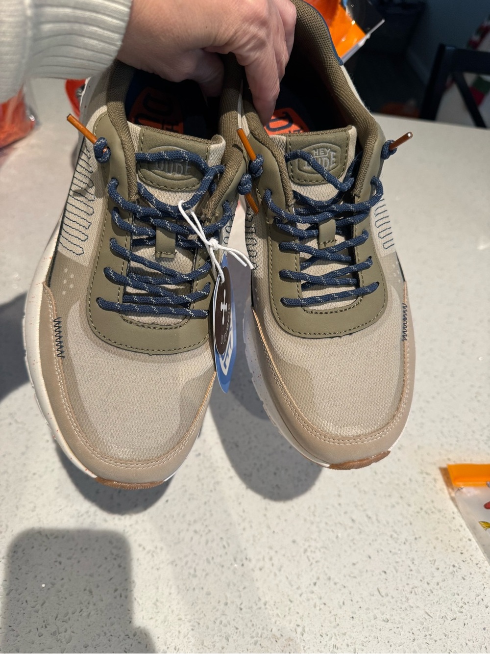 Hey Dude Men's Beige and Olive Casual Sneakers